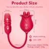 Masseur Rose vibrateur 3 en 1, double langue, gode vibrateur avec 10 léchage, 10 poussées, mamelon clitoridien, Anal, stimulation du point g