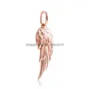 Pendant Necklaces Personalized 925 Sterling Sier Feather Wing Necklace Hip Hop Jewelry Accessories For Men Women Charm 14K Rose Gold Dhend