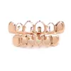 Hip Hop Tandheelkundige Tanden Grillz uitgehold Mannen Vrouwen Goud Grills Tanden Set Mode-sieraden Hoge Kwaliteit Acht 8 Top Tand Zes 6 Bodem Grills 1251