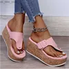 Frauen Sandalen Sommer Flip-Flops 2023 Weibliche Keile Slip-On Schuhe Plattform Damen Dicken Boden Casual Solide Farben Hausschuhe schuhe L230518