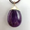 Pendant Necklaces Natural Purple Crystal Stone GEM Bead Teardrop Jewelry S112