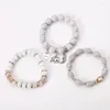 Strand Bohemia Elephant Beaded Bracelet Set For Women Wing Heart Charm Marble Stone Beads Chain Bangle Ladies Fashion Jewelry