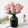 Fleurs décoratives Rose Hortensia Artificielle Soie Oeillet Rose Bouquet Faux Vase Pour La Maison De Mariage Décoration Accessoires Plantes