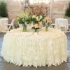 Falda de mesa con volantes románticos, decoraciones de mesa de boda hechas a mano, mantel de Organza blanco marfil para pastel, Ruffles255t