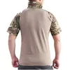 Camisetas para hombre Camisetas tácticas para hombre Camiseta militar al aire libre Camisa de manga corta de secado rápido Senderismo Caza Ejército Combate Hombres Multicam Transpirable