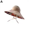 Chapeaux à bord large chapeau visière du soleil pour femmes pêcheurs d'été grandes femmes coton bilatérales pour femmes pliables