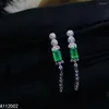 Kolczyki stadnorskie KJjeaxcmy Fine Jewelry Natural Emerald 925 Srebrne Silver Women Studs Wsparcie Test Luksusowy szlachetny szlachetny