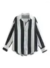 Women's Blouses 2023 Women Fashion Shirt Lady Long Sleeve Stripe Blouse Turn-down Collar Button Design Print Casual Shirts