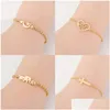 Charm Bracelets New Animal Gold Chain Jewelry Butterfly Cross Elephent Heart Bracelet For Women Valentines Day Gift Drop Delivery Dhlth