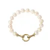 INS Fashion 14K Gold-plated Stainless Steel Natural Freshwater Pearl Bracelet Independent Packaging Ladies Bracelet Round Buckle Bracelet for Women