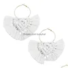 Dangle Lustre Boho Ethnique Colorf Gland Boucles D'oreilles Fil De Coton À La Main À Franges Noué Boucle D'oreille Pour Les Femmes Bijoux Drop Delivery Dhrwu