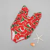 Купальные костюмы летняя маленькая маленькая девочка с одним куском детской бикини для припечатки фруктовых припечаток рюша P230602
