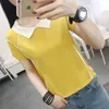 Sleeved Knit for Women Summer White Ice Thin 2023 New Style Short Top Polo Collar Base Shirt T-shirt