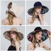 Chapeaux à bord large chapeau visière du soleil pour femmes pêcheurs d'été grandes femmes coton bilatérales pour femmes pliables