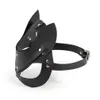 Sleep Masks Mask Half Eyes Cosplay Face Cat Leather Harness Mask Cosplay Mask Women Leather Fun Cat Halloween Mask J230602