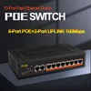 Switchs POE Switch Gigabit Terow Link TE204 10 Porta 100 MBPS POE Switch Switch Alimentatore interno 52V 93W 8+2 Switch Ethernet Fast Ethernet VLAN