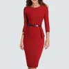 Dresses New Arrival Autumn Formal Peplum Office Lady Dress Elegant Sheath Bodycon Work Business Pencil Dress Hb473