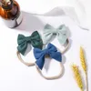 2st hårtillbehör Fashion Color Kids Bow Bands For Baby Girls Soft Handmade Toddlers Hårband