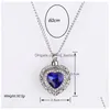 Pendant Necklaces New Sier Tone Cremation Screw Memorial Ocean Hearts Sapphire Urn Necklace Locket Keepsake Jewelry Drop Delivery Pen Dhoze