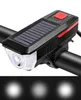 350 Lumen Solarstrom-Fahrradlicht vorne über USB aufladbare LED-Fahrradscheinwerfer, Lichter, Ringglocke, wasserdichte Fahrradlampe, Rücklicht-Zubehör
