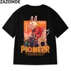 Herr t-shirts zazomde ny sommar tee män mode korta ärm män t-shirt bomull lös tecknad kanin tryckning t-shirt par toppar kläder män j230509 76