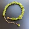 Pulseiras com elos, contas de cristal peridoto naturais, pulseira, olivina, tumblestones, chips, fecho de pedra, joias, 1 unidade