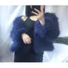 Fur 2023 New Sexy Ostrich Wool Turkey Real Fur Women Coat Genuine Feather Short Winter Festival Long Sleeve Jacket 861