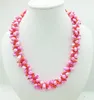 Choker 3 Rows Exquisite Of Rose Red Natural Baroque Pearls And Coral Necklace. Classic Bridesmaid Necklace 22"