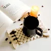 Bordmattor Miamor 10x20cm Handgjorda Boho Macame Coasters Decoration Cup Mat Cotton Cord Woven Knots Ornament Present