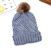 Nova moda feminina chapéu quente de lã designer de marca grosso chapéu de bola de pele de inverno colorido meninas gorros de caveira de camada dupla