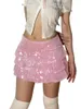 Spódnice Kobiet dziewczyna cekin mini solidny kolor różowy brokat warstwa warstwowa krótka spódnica z okazji urodzinowej odzieży klubowej