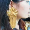 Dunly Chandelier Sarkık Küpe Kadınlar Geometrik Çiçek Bakır Uzun Tassel Damla Küpe 24K Altın Kaplama Parti Takı Aksesuar Hediyeleri 230602