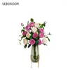 Decorative Flowers 5 Pieces 3 Heads High Quality Artificial Rose 55cm Pink White For Wedding Party Home Living Room Dining Table Decoration