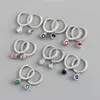 Hoop Earrings Small Colorful Round Zircon Huggies Pendant Drop For Women Simple Elegant Bohemian Piercing Jewelry Accessories