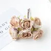 Decorative Flowers Anthropomorphic Silk Tea Rose Marriage Bouquet Decorated Garland Christmas For Family Diy Gift Box