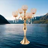 60 cm / 100 cm) Eleganti centrotavola portacandele in metallo dorato con 5 bracci alti per la decorazione di nozze imake968