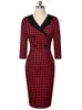 Klänningar NiceForever Vintage Houndstooth Patchwork Office Work Vestidos med Button Business Party Women Bodycon Dress B570