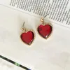 Boucles D'Oreilles Magnifique Or Couleur Placage Grand Coeur Rouge Charme Pour Femmes Fille Casual À La Mode Lovey Élégant Bureau Fête Boho Bijoux