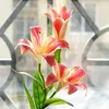 Decorative Flowers Artificial Flower Lily 3 Heads Real Touch European Style Fake Bride Bouquet Wedding Party Home Garden Decoration Gift