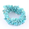 Strand Natural Turquoises Stone Weave Stretchy Bracelet 4-8mm Irregular Shape Chip Beads Women Bangle Jewelry 7 Inches TH3086