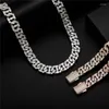 Choker Luxury Baguette Cubic Zirconia 12mm Cuban Summer Accessory Party Necklace For Women High End Jewelry Items