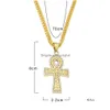 Pendentif Colliers Hommes Femmes Clés Ankh Croix Déclaration Collier Bijoux Égyptiens Bling Strass Plaqué Or Chaîne En Acier Inoxydable L Dh0Rz