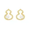 2023 mignon conception Zircon gourde forme perle boucles d'oreilles pour femmes filles mode coréenne couleur or boucles d'oreilles inhabituelles bijoux de fête