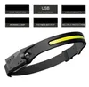 Adjustable outdoor LED Headlamp Super Bright Waterproof USB Rechargeable Head Lamp COB Motion Sensor lamp Light Band Headlamps for cyling running Alkingline