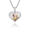 Pendentif Colliers Personnalisé Po Collier Coeur Hommes Charme HipHop Bling Glacé Bijoux Dos Solide Pour Cadeau Chaîne De Tennis