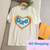 T-shirt de manga curta com gola redonda estampada estilo primavera estilo de moda feminina de algodão para homens e mulheres por atacado