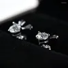 Серьги -грибы Реал 0,5 CT Moissanite для женщин твердые 925 серебряных серебряных пасьянс