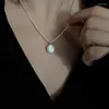 Collane con ciondolo MENGJIQIAO Collana di perle rotonde di moda coreana per le donne Ragazze Colore argento Collare a catena Clavicola Festa di nozze