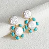 Charm Retro Luxury Exquisite Flower Earrings Round Turquoise Earring Jewerly Gifts R230603