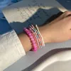 Pulseras de eslabones, 6 uds., conjunto de pulsera de cuentas de arroz rojo bohemio minimalista para mujer, abalorio de verano, envoltura elástica Multicolor, regalo de joyería de playa